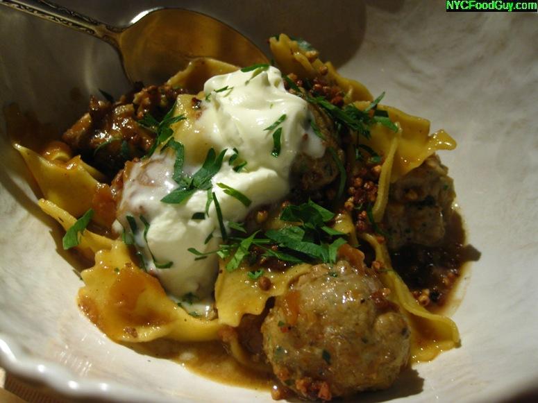 Kasha & Bowtie Pasta with Veal Meatballs at ABC Kitchen  - NYCFoodGuy.com
